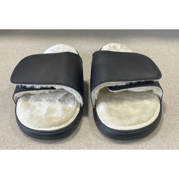 New-I-Slides Men’s Size 11 Black Sherpa Lined Sandals Faux Fur Comfort Slides main image 10